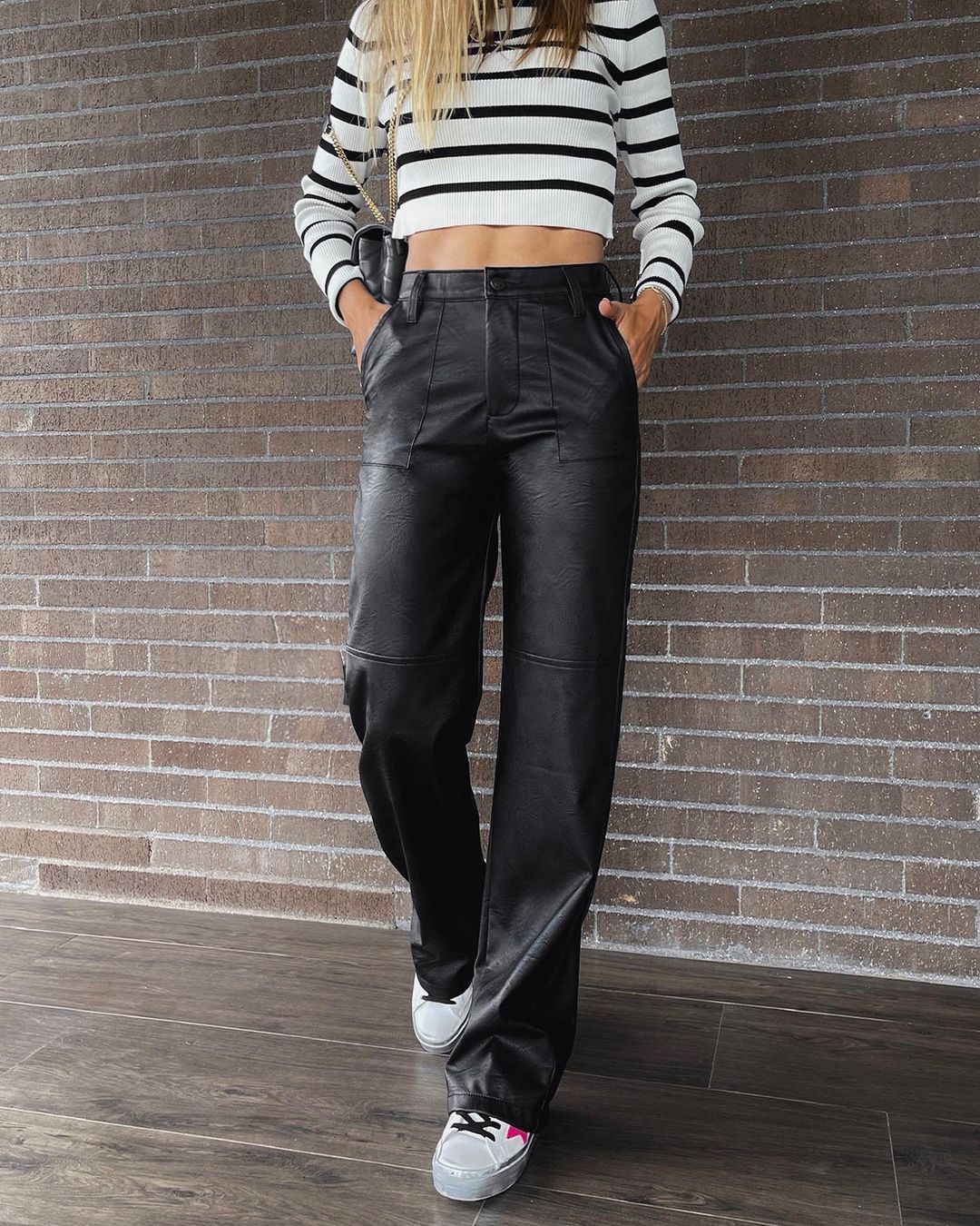 Straight leather pants