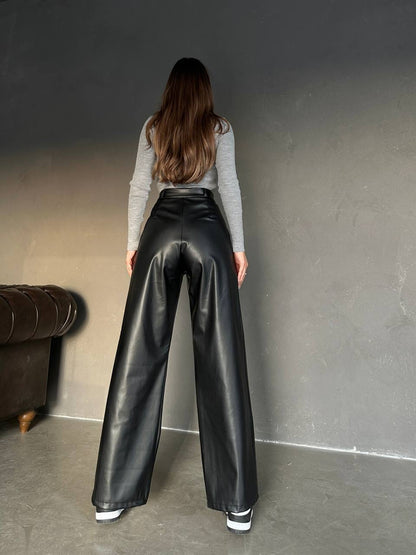 Wide Leather Pants